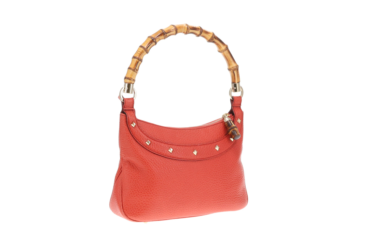 Gucci Bamboo Handle Bag Coral Leather