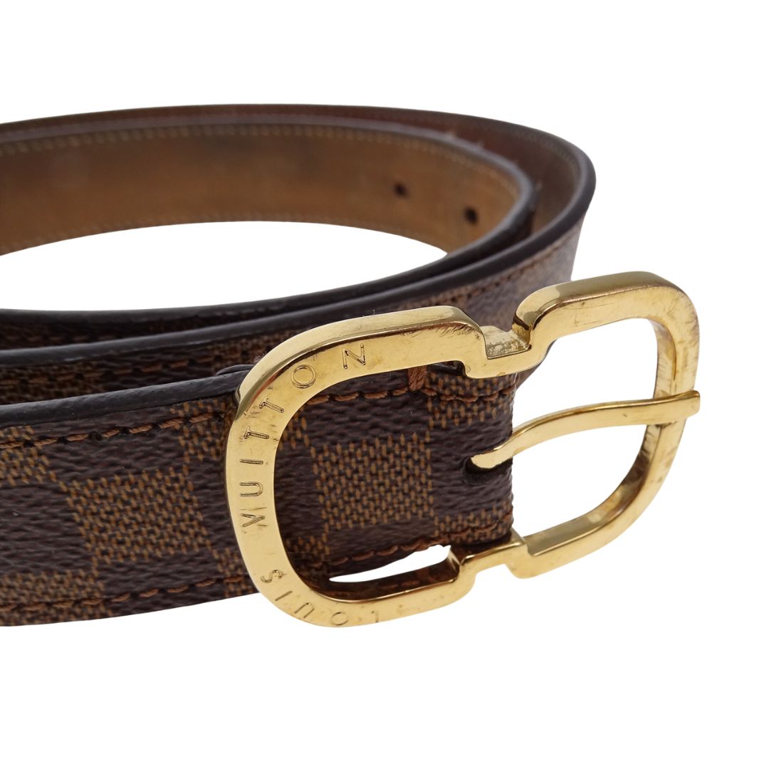 Louis Vuitton Trunk Belt In Damier Ebene & Gold Buckle 85/34 BC2134