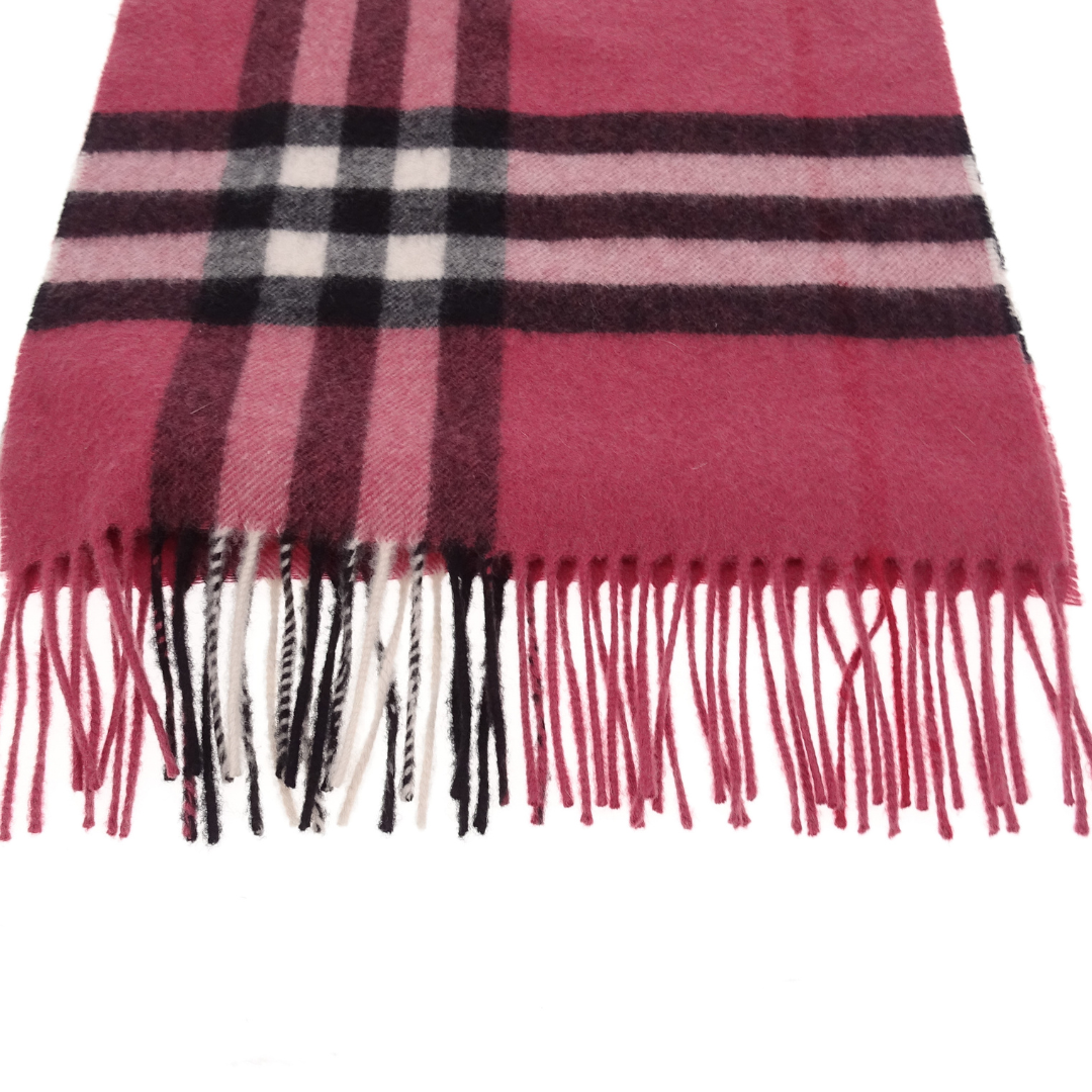 Burberry Check Scarf Pink 100% Cashmere