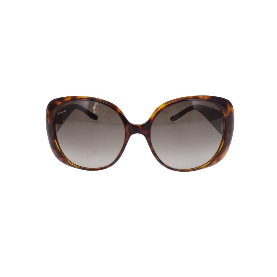 Gucci Horsebit Round Lens Brown Tortoise Frame Sunglasses