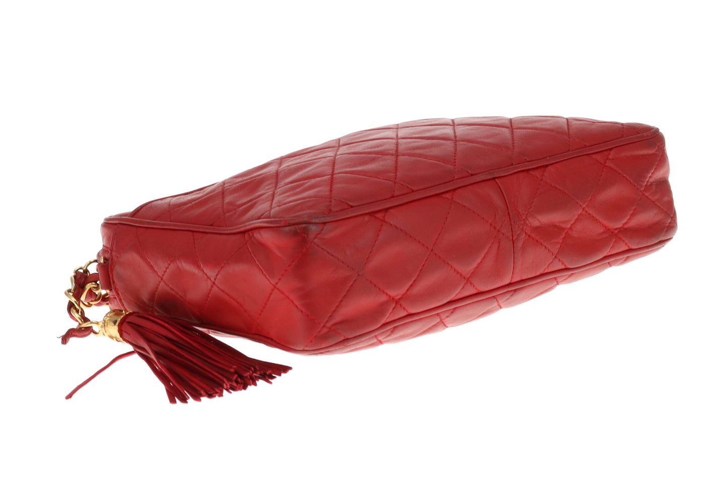 Chanel Vintage Matelasse Lambskin CC Camera Bag Red