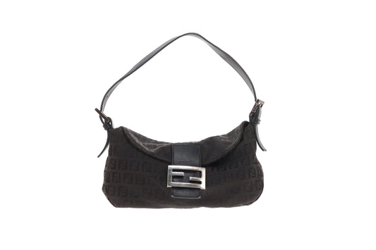 Fendi Baguette Half Moon Flap Black