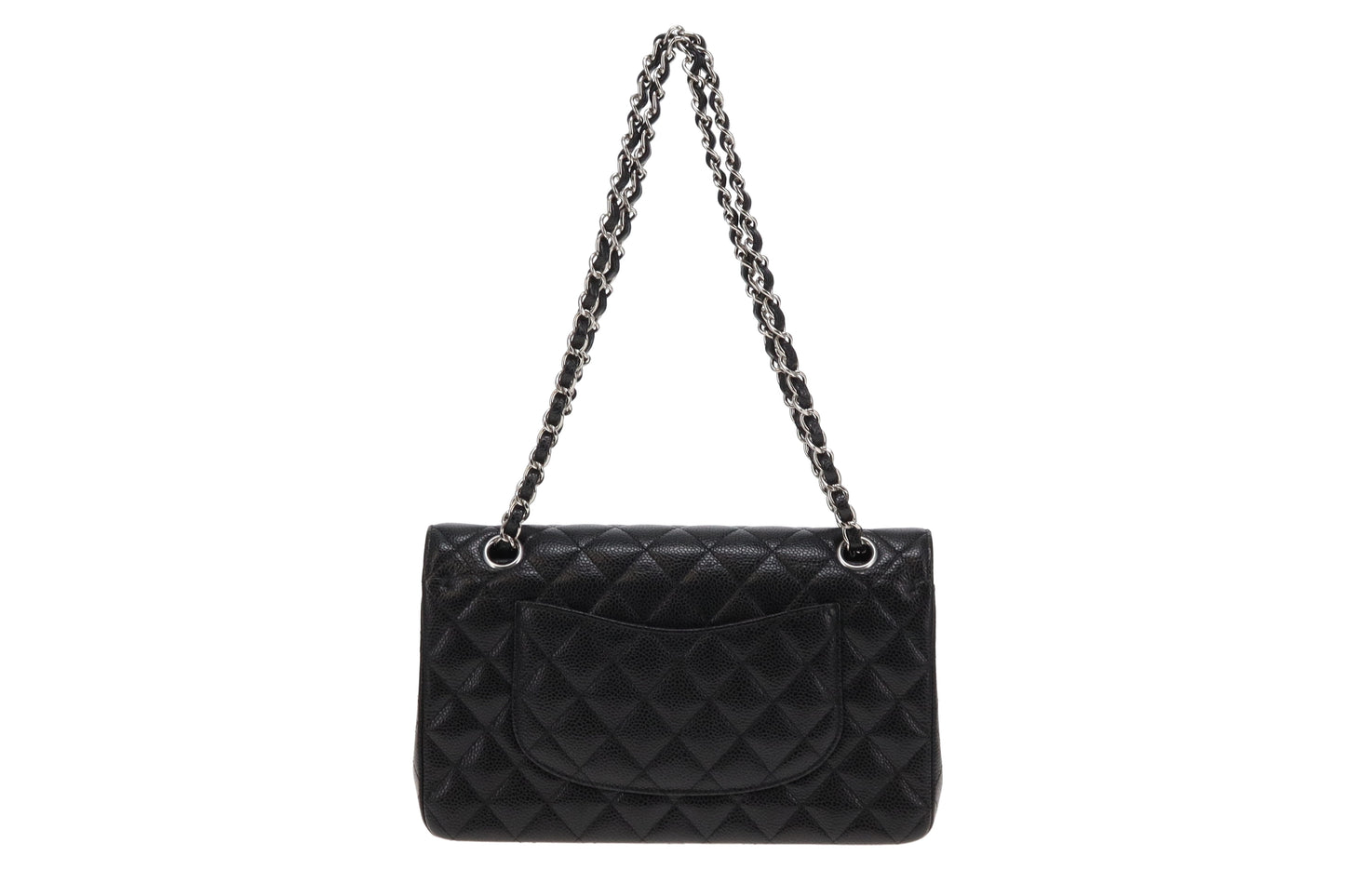 Chanel Black Caviar Leather Classic Medium Double Flap With Silver Hardware 2017/18