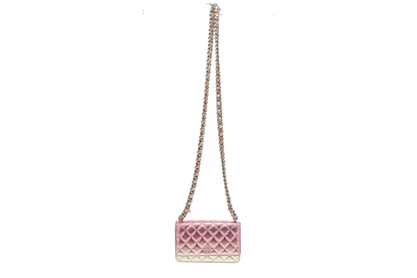 Chanel Wallet on Chain Pink Gradient Iridescent with Chunky Chain (NFID)
