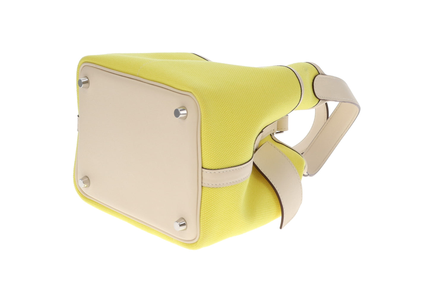 Hermes Picotin Cargo Lock 18 In Jaune Citron & Nata Swift & Toile Canvas