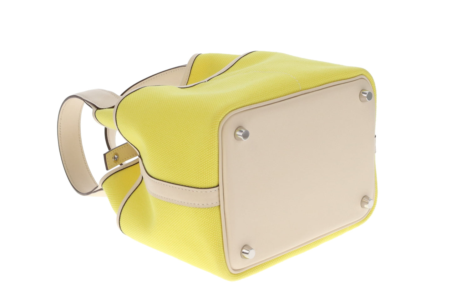 Hermes Picotin Cargo Lock 18 In Jaune Citron & Nata Swift & Toile Canvas