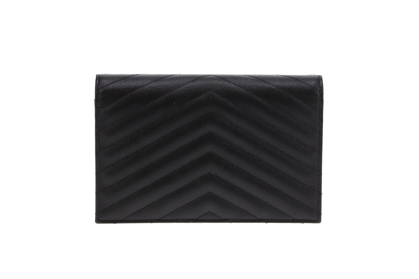 Saint Laurent Cassandre Envelope Wallet on Chain  Grain De Poudre All Black