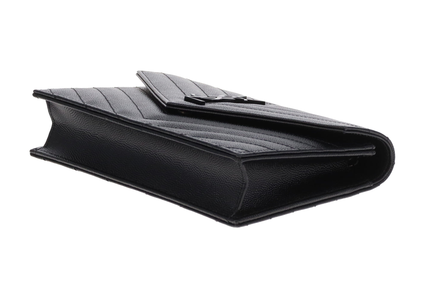 Saint Laurent Cassandre Envelope Wallet on Chain  Grain De Poudre All Black