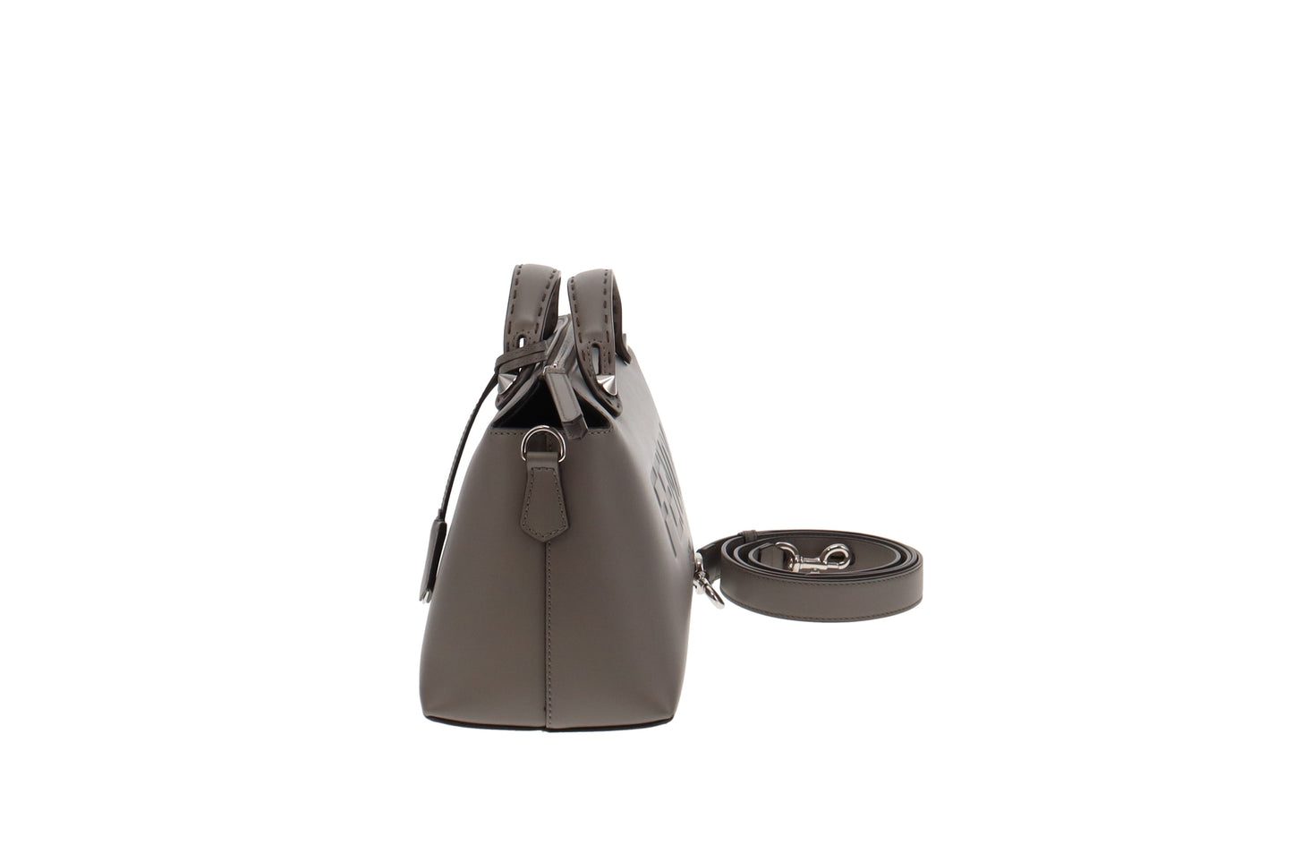 Fendi Grey Smooth Calfskin By The Way Medium Bag with Long Strap