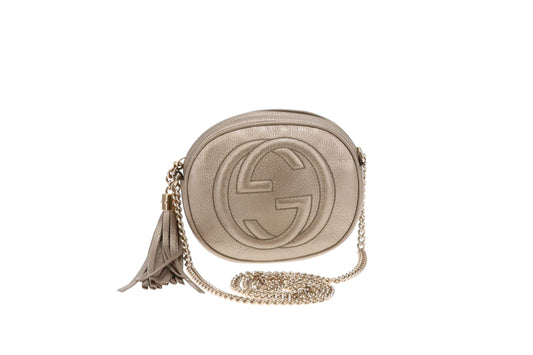 Gucci Soho Chain Bag In Pewter Leather