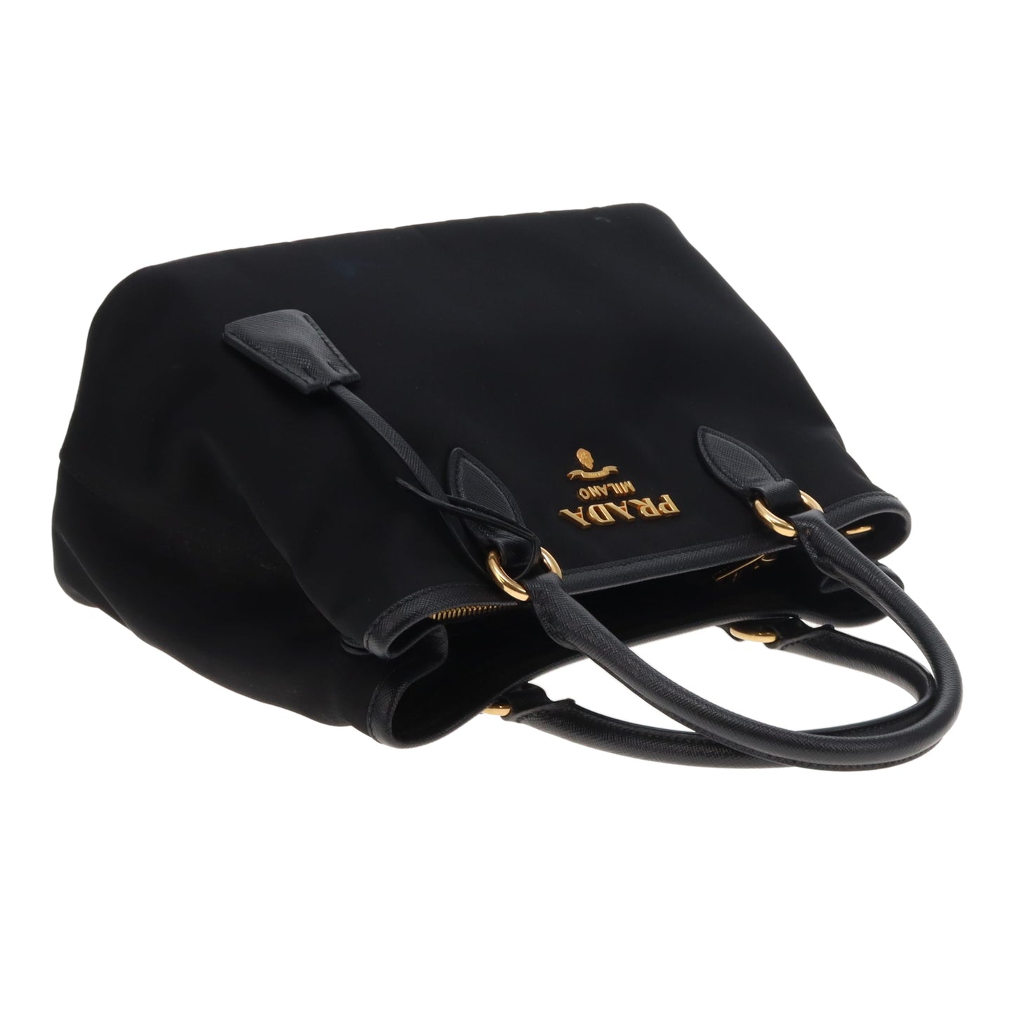 Prada 2-Way Handbag Black Nylon and Saffiano