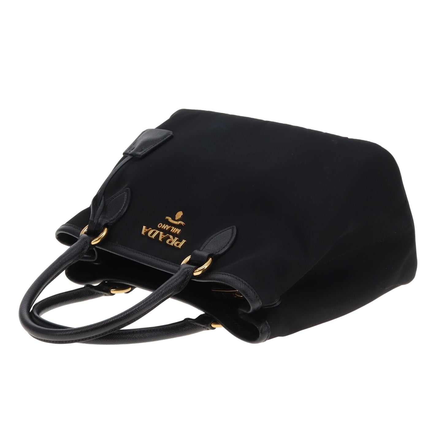 Prada 2-Way Handbag Black Nylon and Saffiano