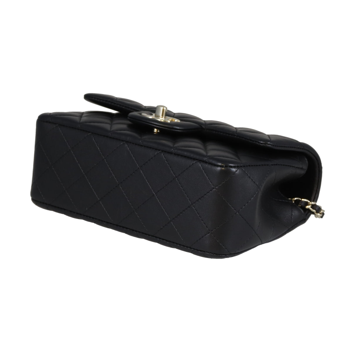 Chanel Mini Rectangle Top Handle Bag Black Lambskin GHW (NFID)