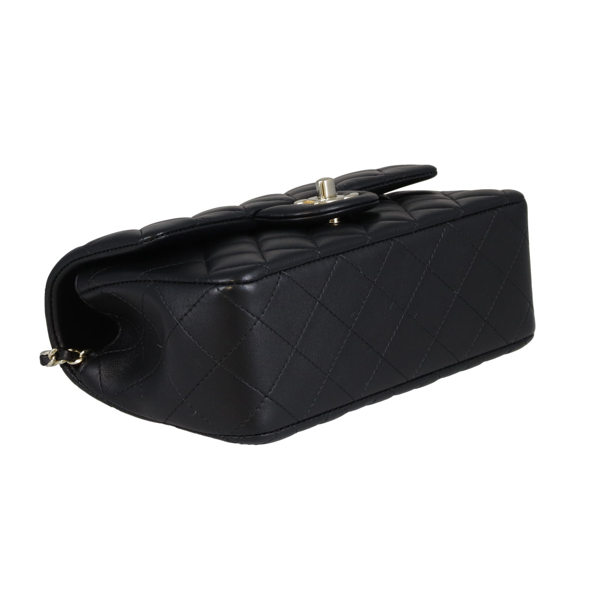 Chanel Mini Rectangle Top Handle Bag Black Lambskin GHW (NFID)