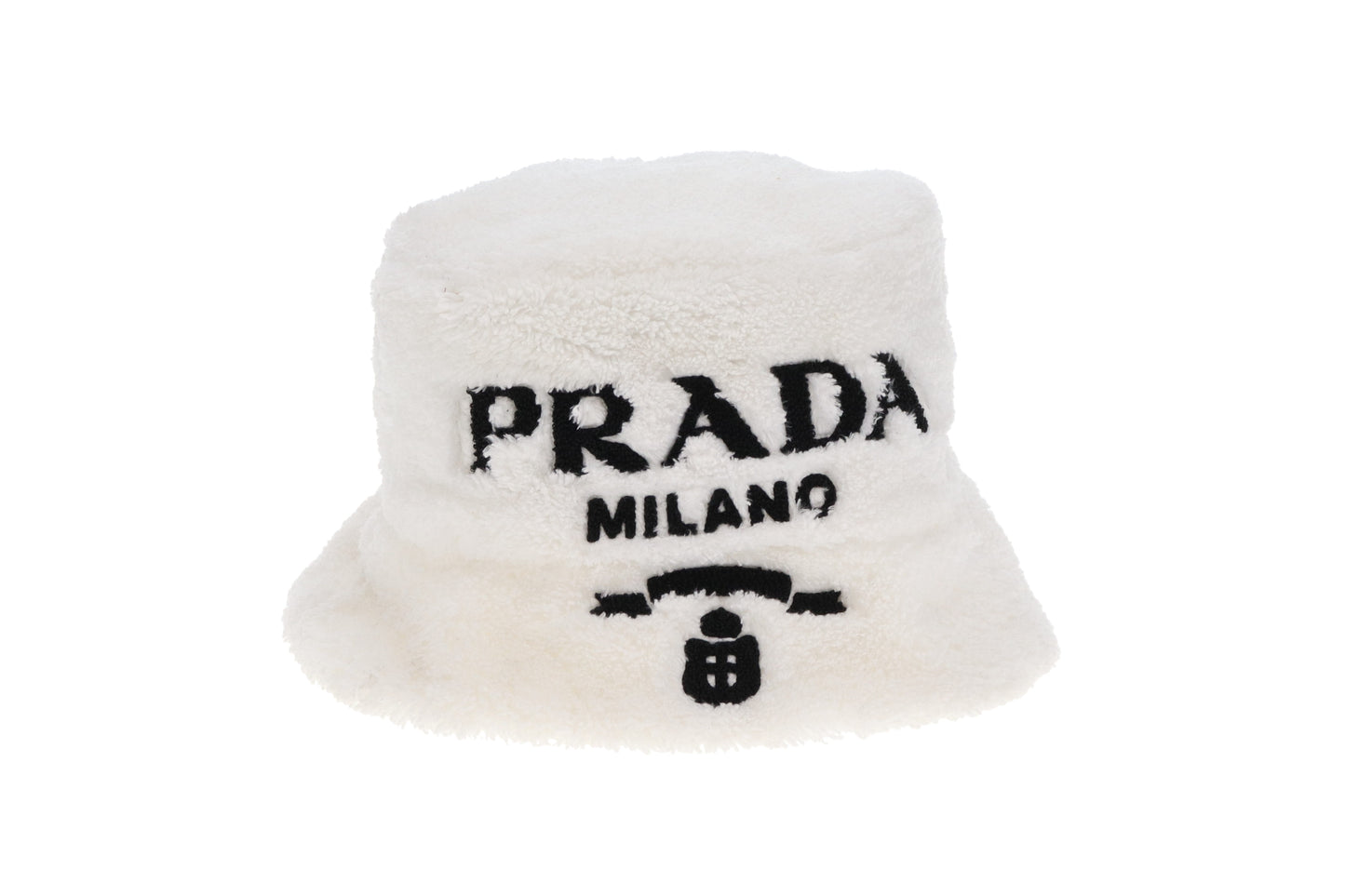 Prada Logo Bucket Hat Cotton White