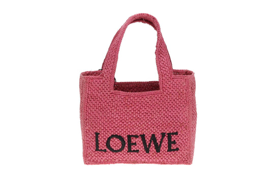 Loewe X Paula's Ibiza Mini Raffia Logo Tote Pink