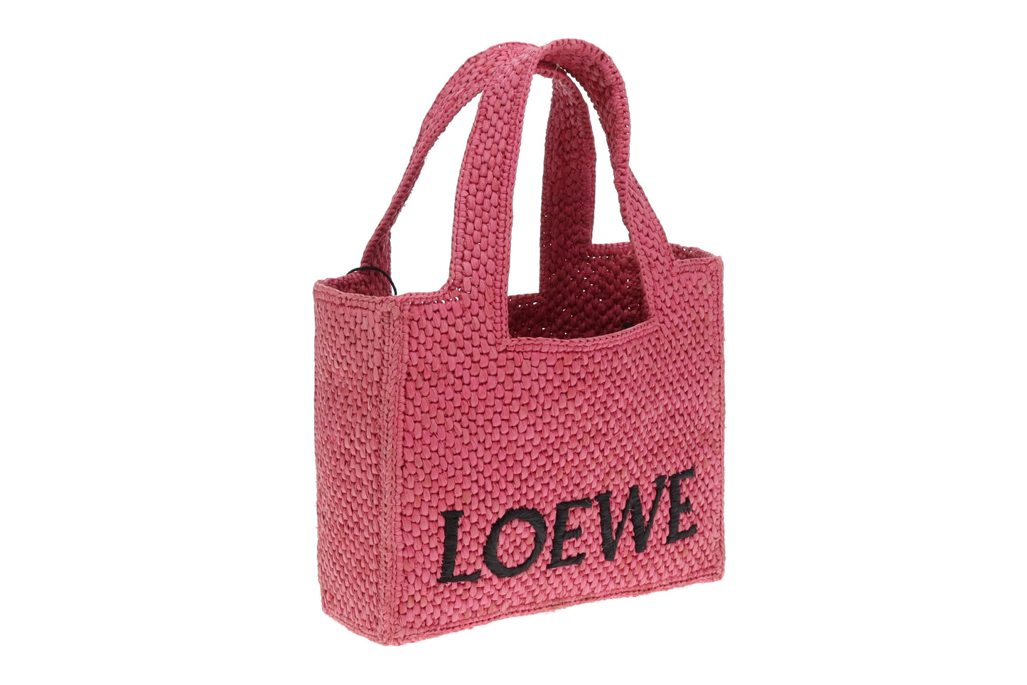 Loewe X Paula's Ibiza Mini Raffia Logo Tote Pink