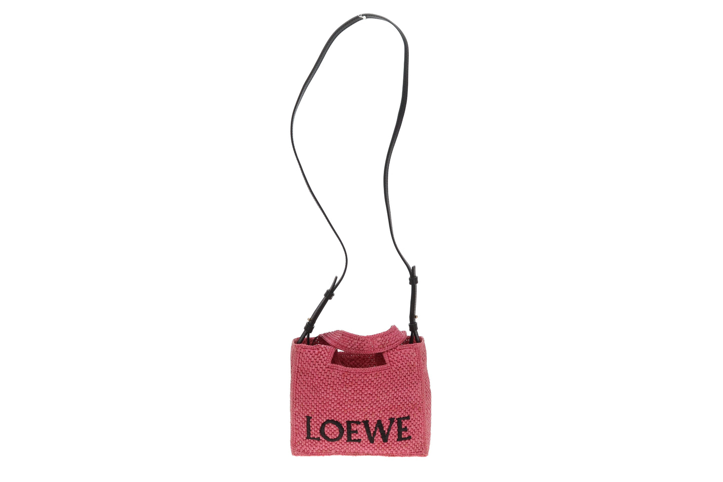 Loewe X Paula's Ibiza Mini Raffia Logo Tote Pink