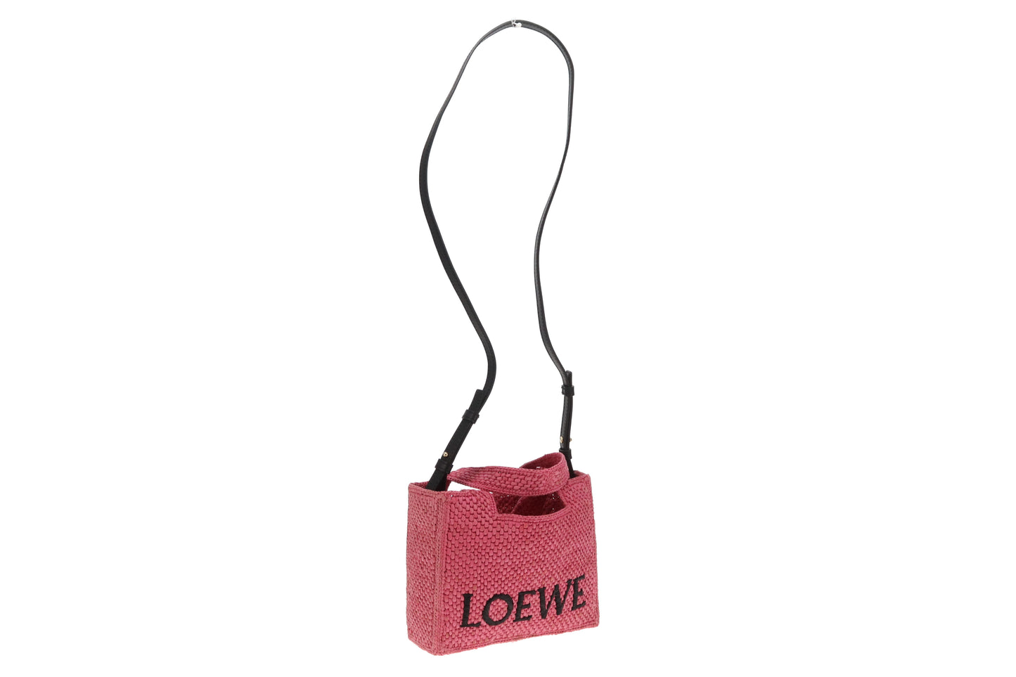 Loewe X Paula's Ibiza Mini Raffia Logo Tote Pink