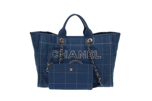 Chanel Deauville Large Denim Blue Shopping Tote 2023