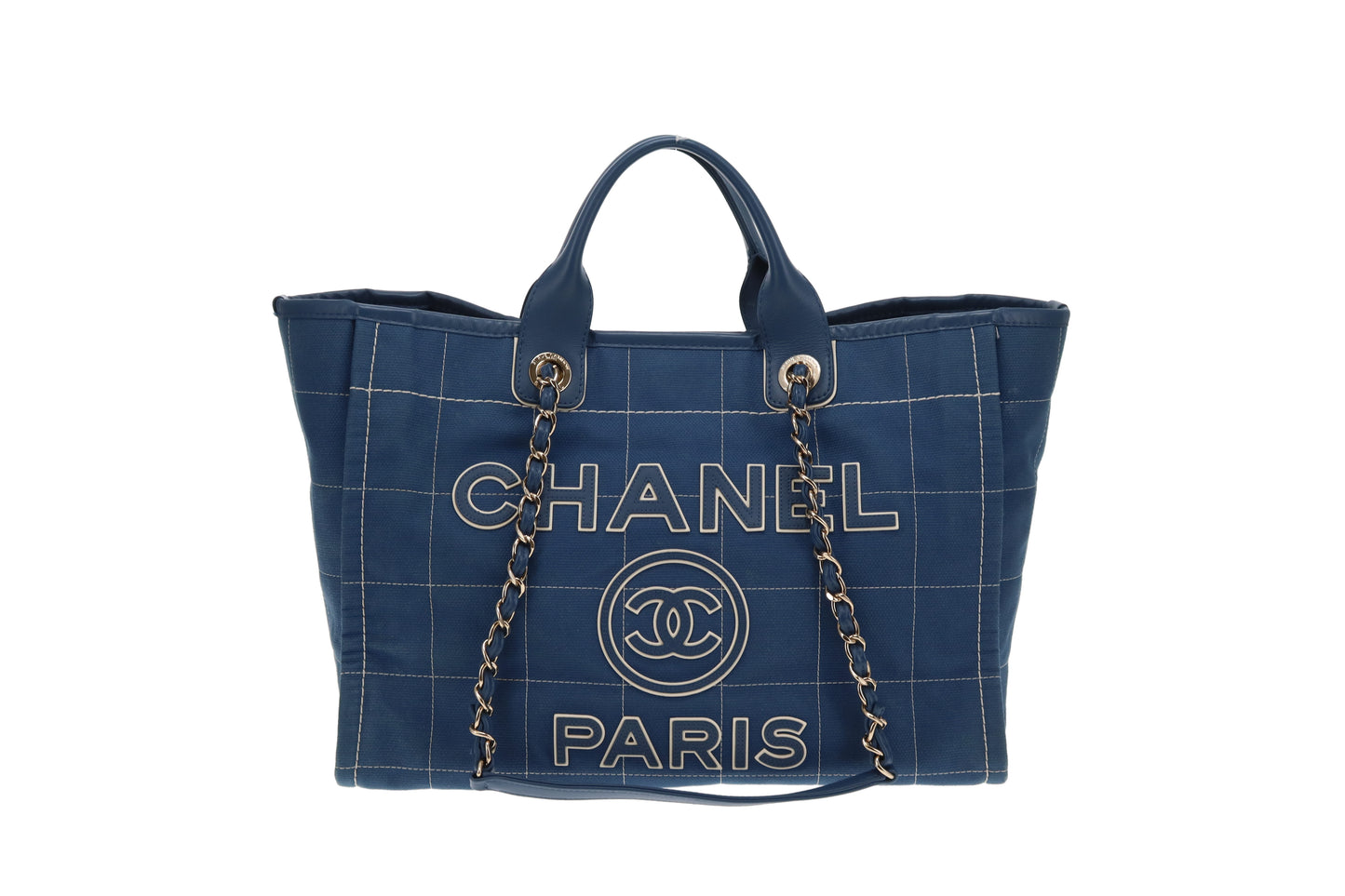Chanel Deauville Large Denim Blue Shopping Tote 2023