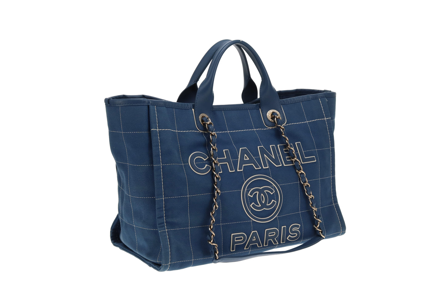 Chanel Deauville Large Denim Blue Shopping Tote 2023