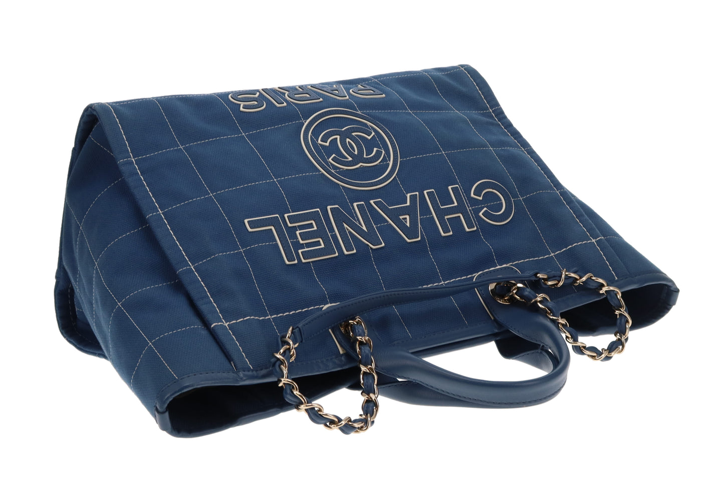 Chanel Deauville Large Denim Blue Shopping Tote 2023