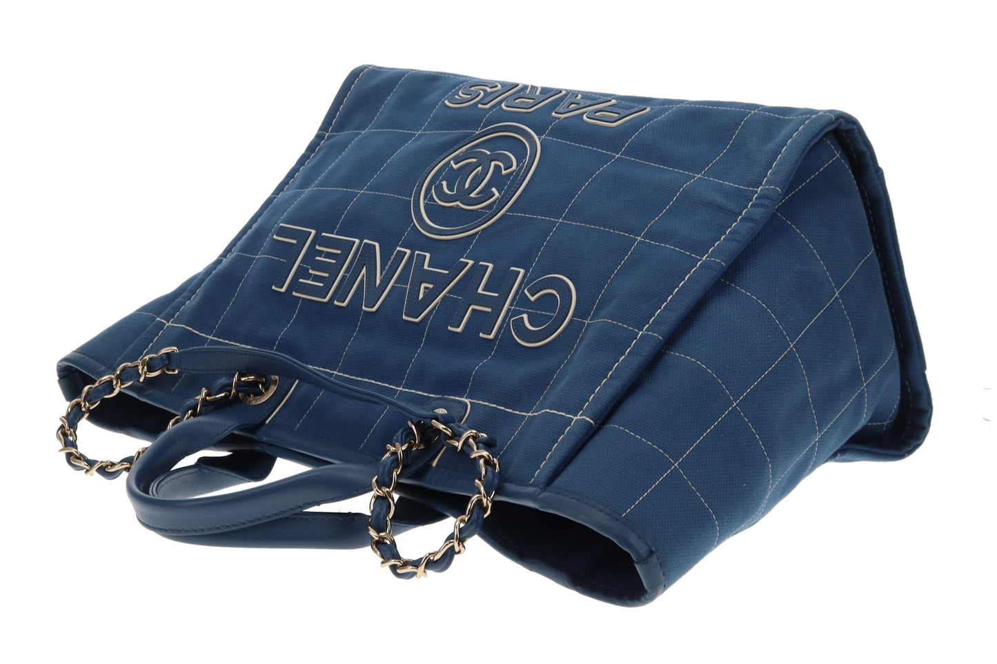 Chanel Deauville Large Denim Blue Shopping Tote 2023