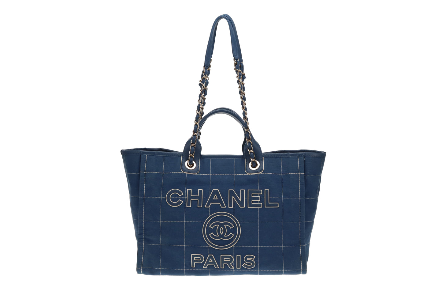 Chanel Deauville Large Denim Blue Shopping Tote 2023