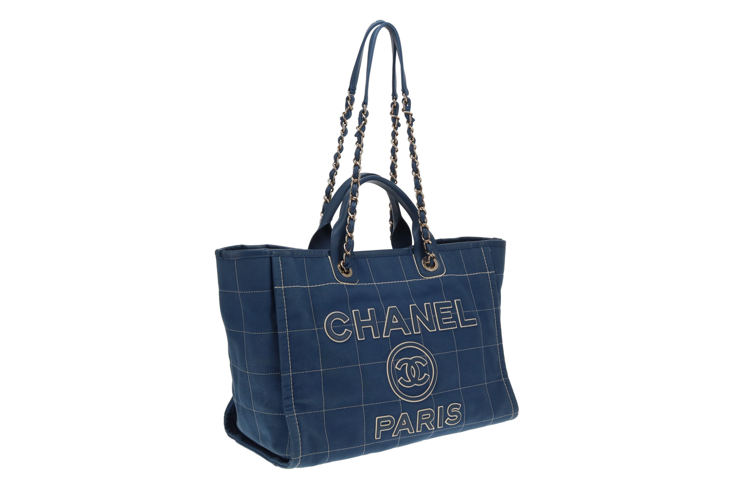 Chanel Deauville Large Denim Blue Shopping Tote 2023