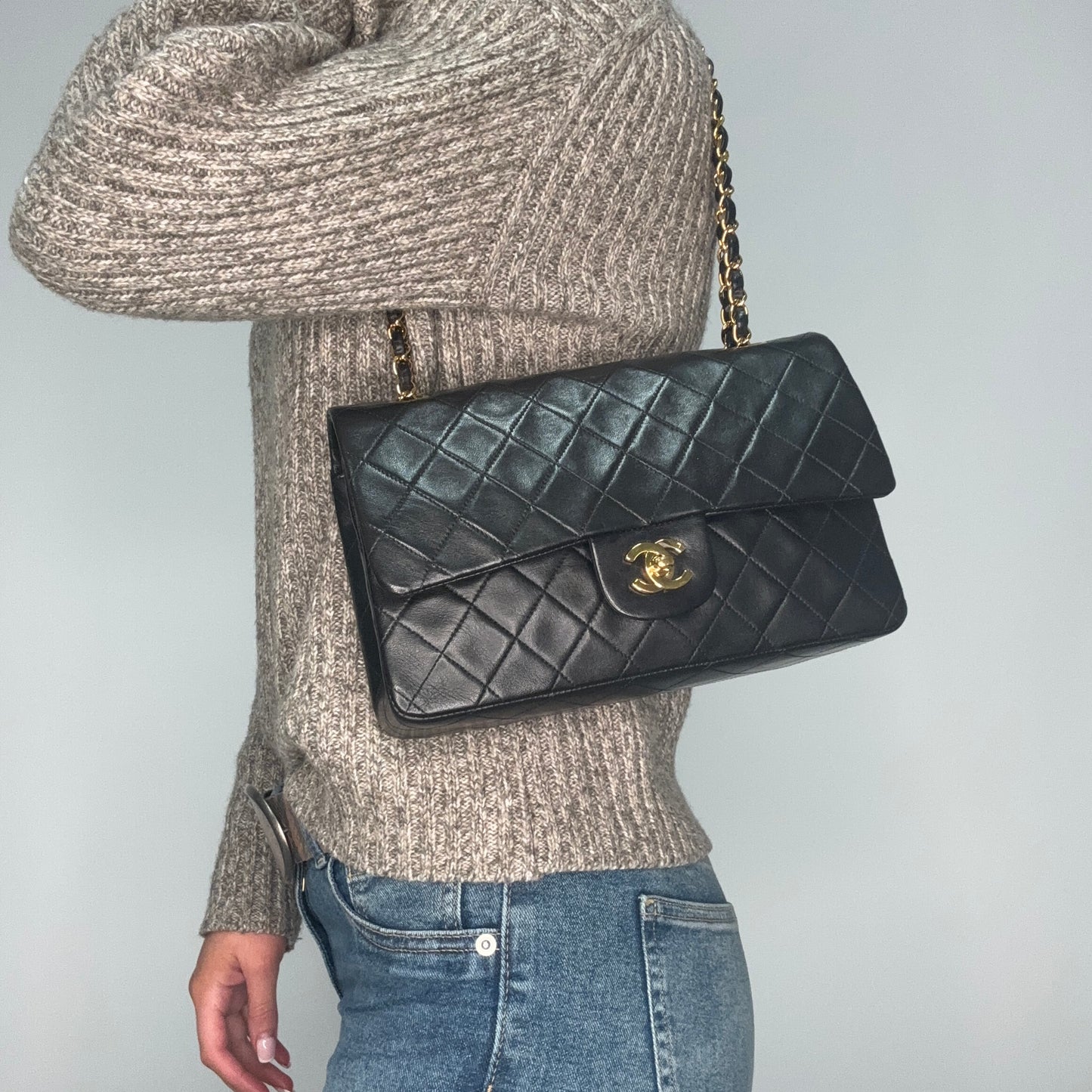 Chanel Classic Double Flap Medium Black GHW 1994/1996