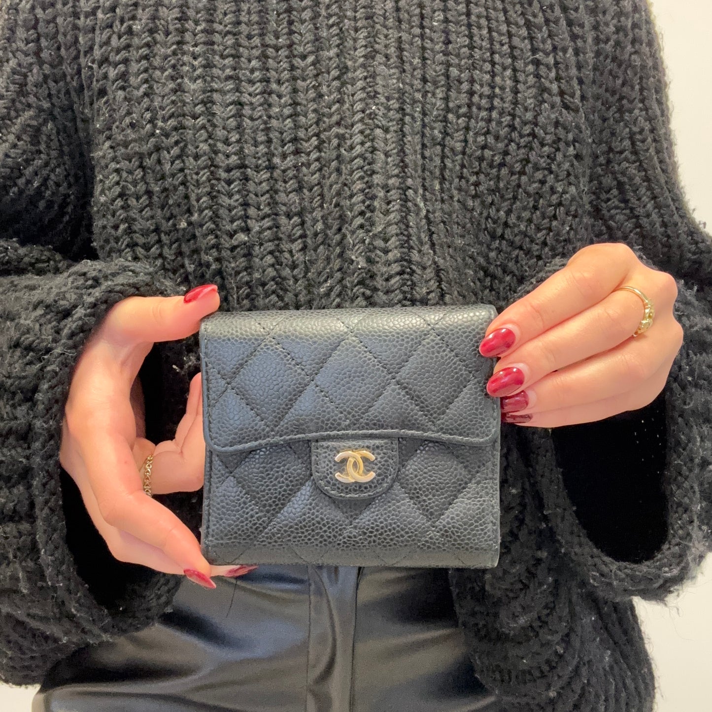 Chanel Classic Compact Caviar Quilted Wallet 2018
