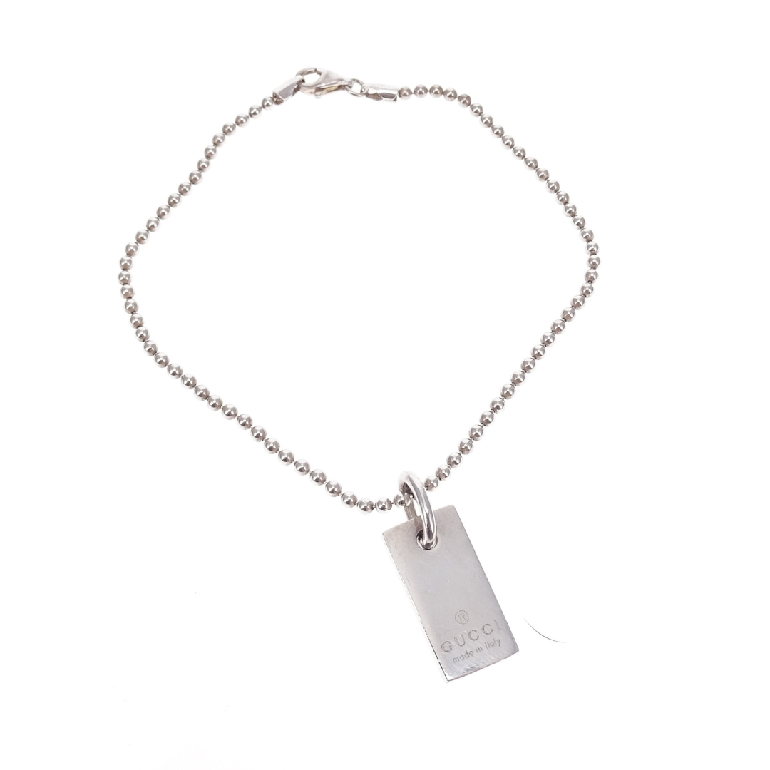 Gucci Logo Tag Bracelet Sterling Silver