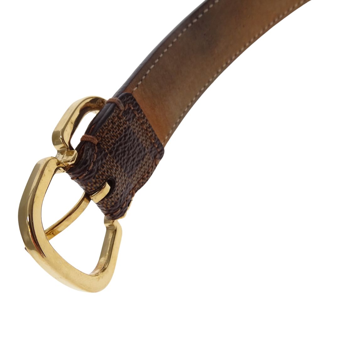 Louis Vuitton Trunk Belt In Damier Ebene & Gold Buckle 85/34 BC2134