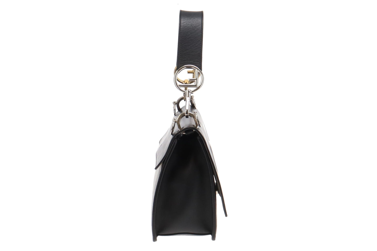 Fendi Black Leather and Multi Tone HW Kan I F Shoulder Bag