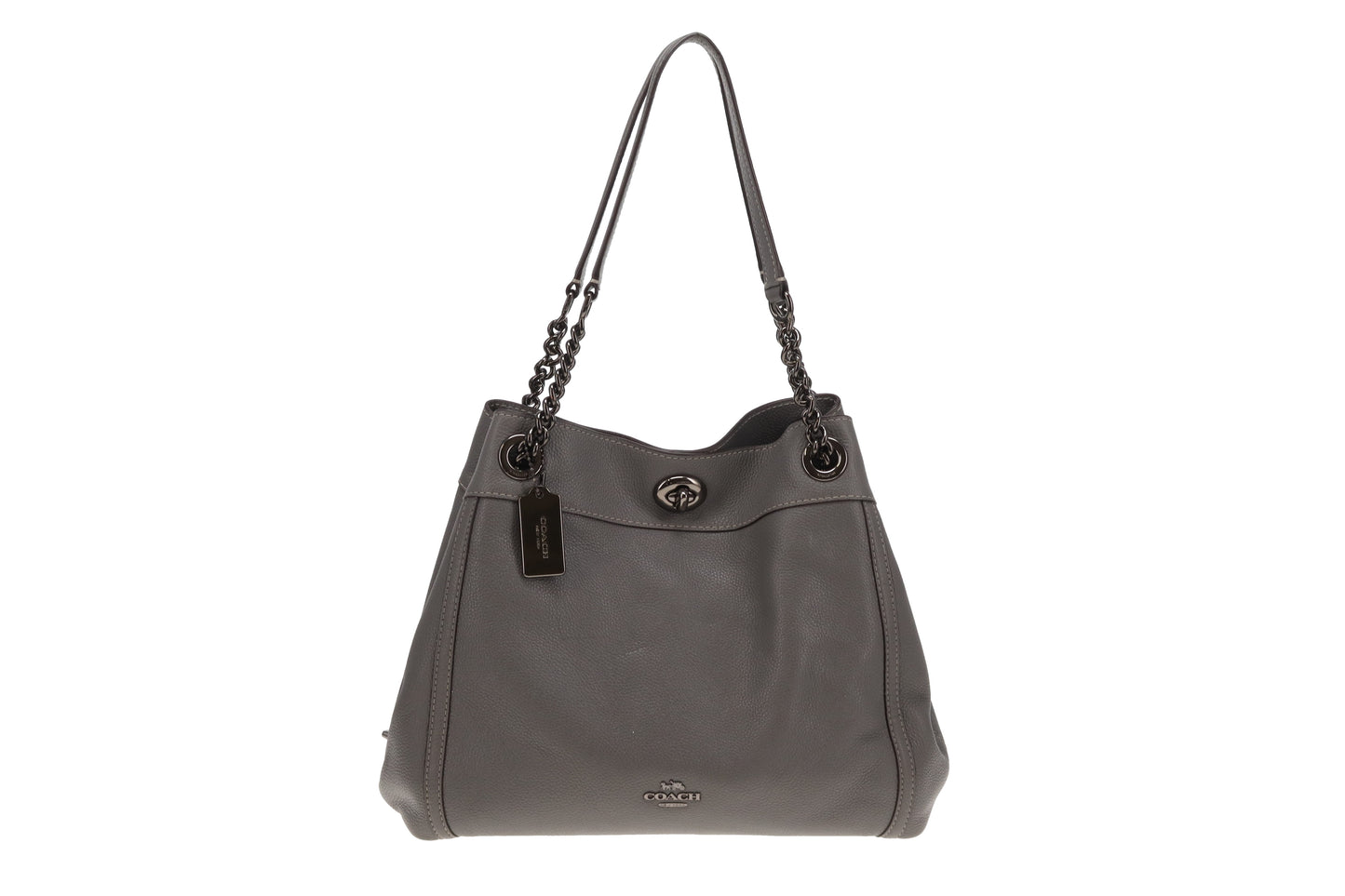 Coach Edie Turnlock Tote In Grey