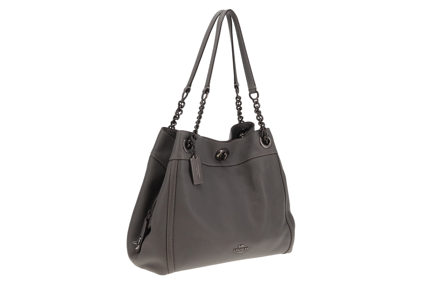 Coach Edie Turnlock Tote In Grey