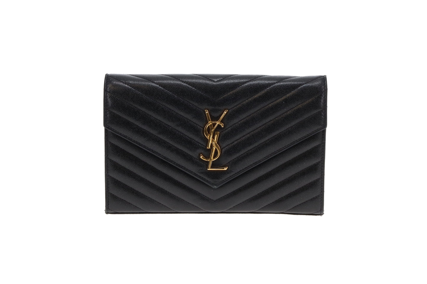 Saint Laurent Cassandre Wallet On Chain Grain De Poudre Black GH