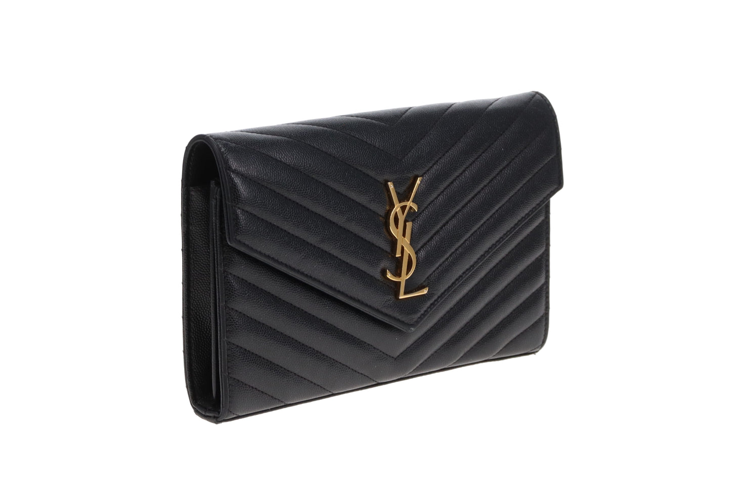 Saint Laurent Cassandre Wallet On Chain Grain De Poudre Black GH