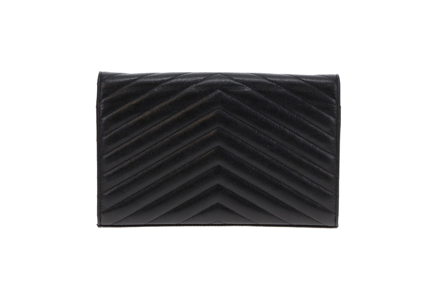 Saint Laurent Cassandre Wallet On Chain Grain De Poudre Black GH