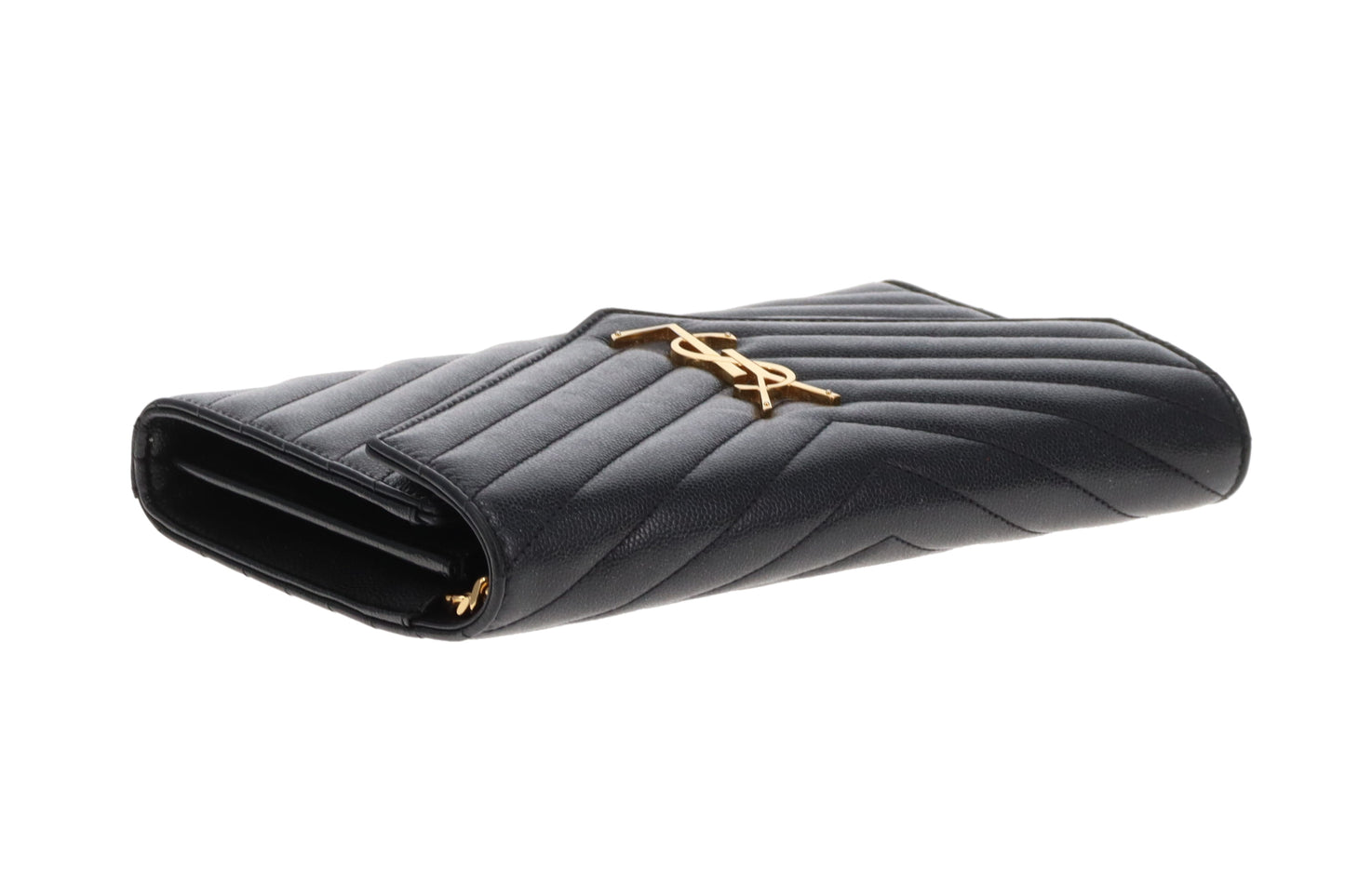 Saint Laurent Cassandre Wallet On Chain Grain De Poudre Black GH