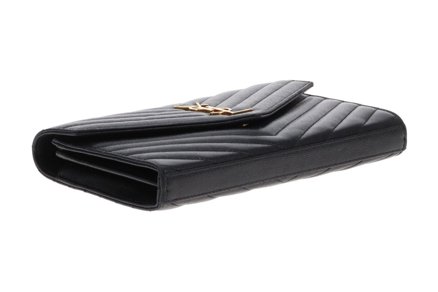 Saint Laurent Cassandre Wallet On Chain Grain De Poudre Black GH