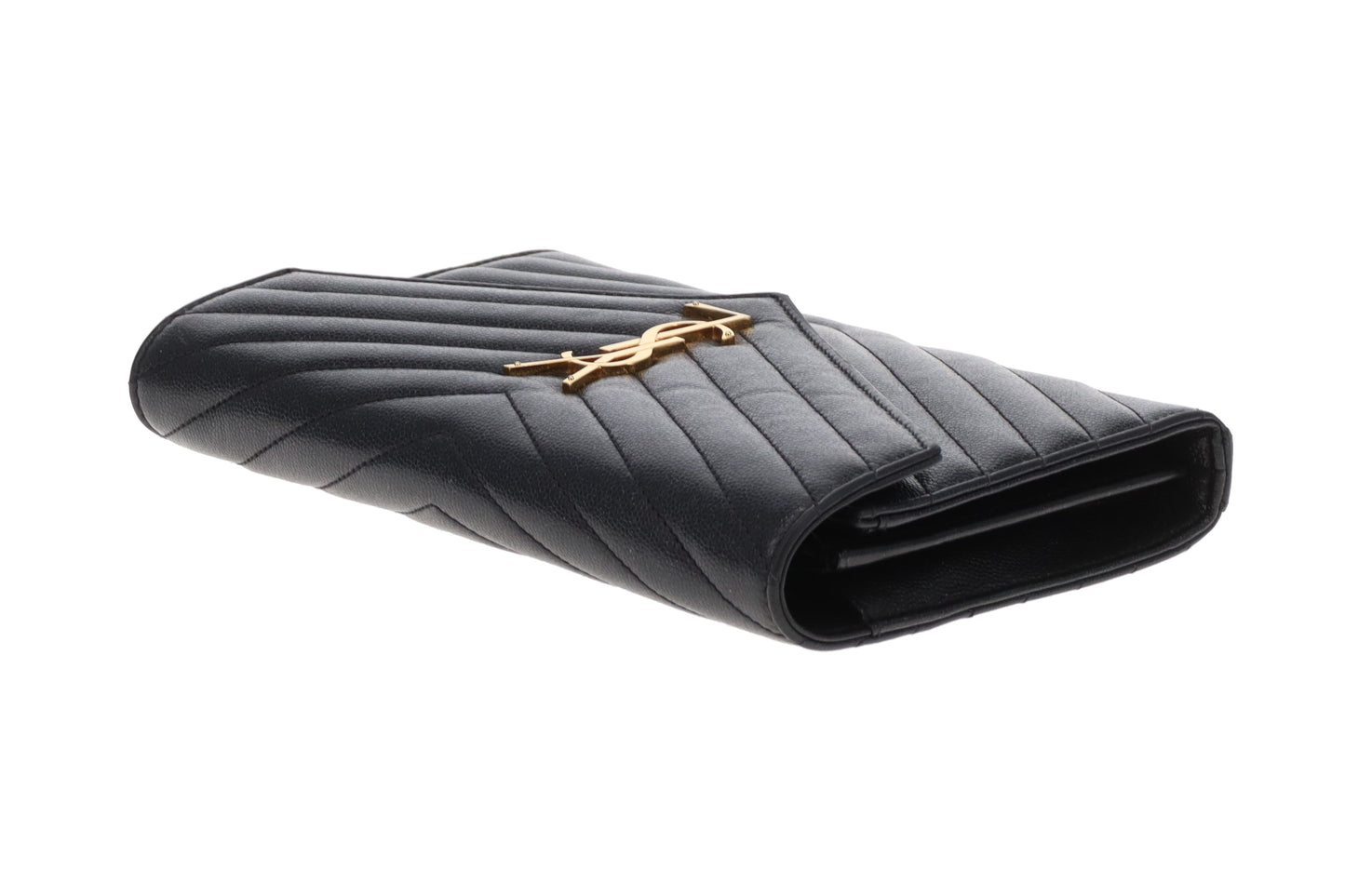 Saint Laurent Cassandre Wallet On Chain Grain De Poudre Black GH