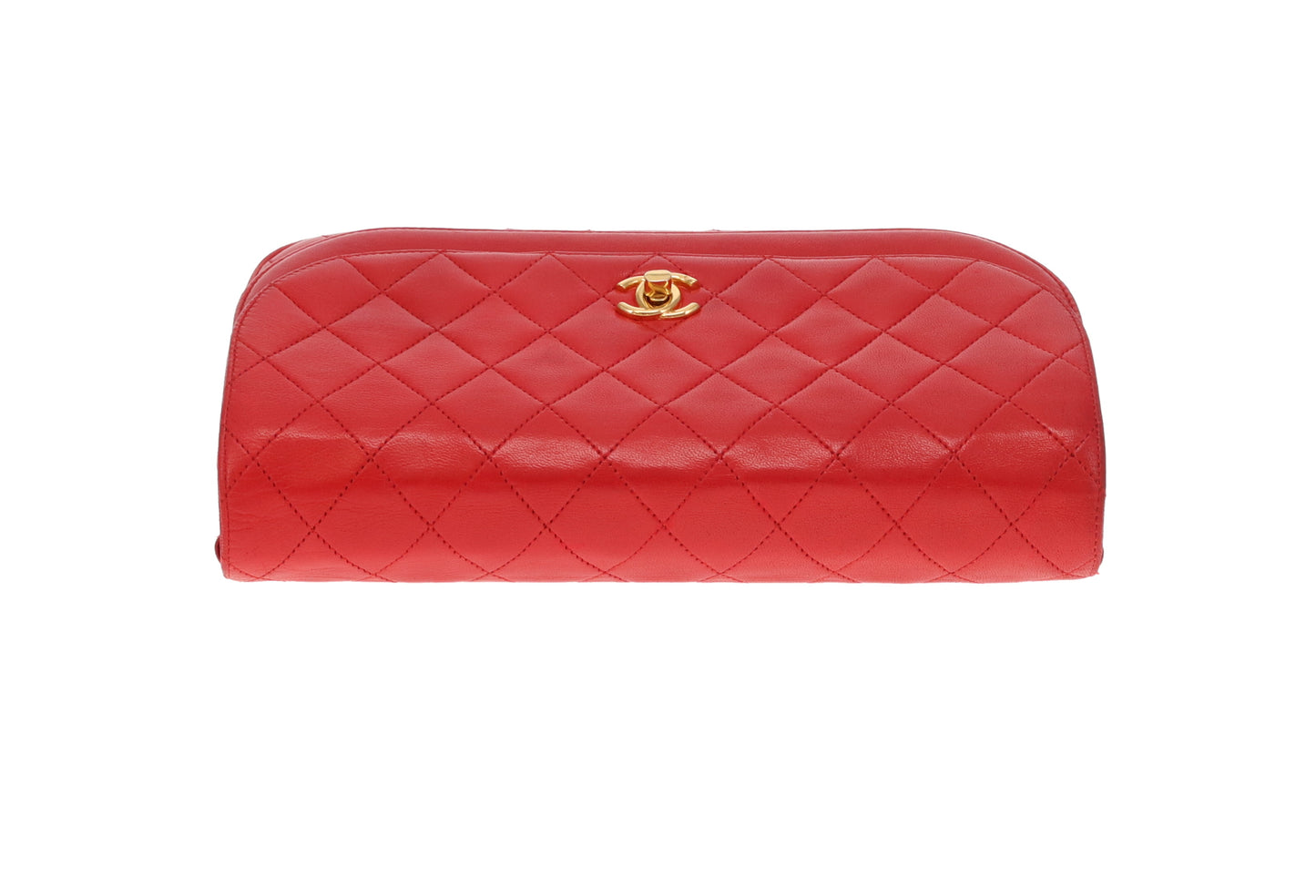 Chanel Double Half Moon Flap Shoulder Bag Red GHW