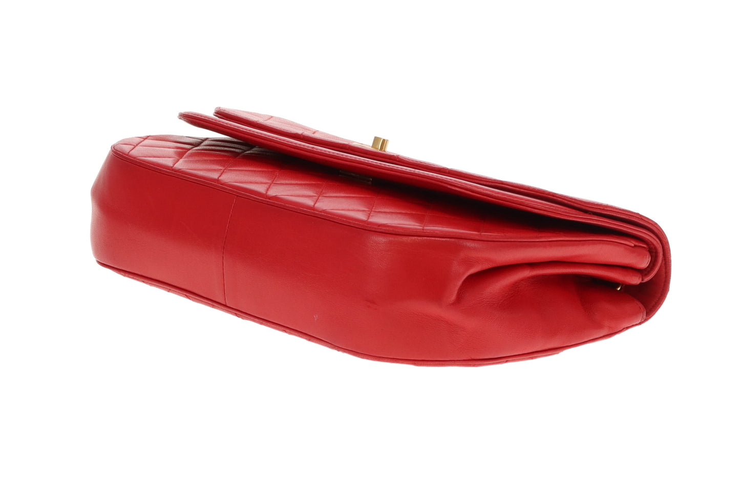 Chanel Double Half Moon Flap Shoulder Bag Red GHW