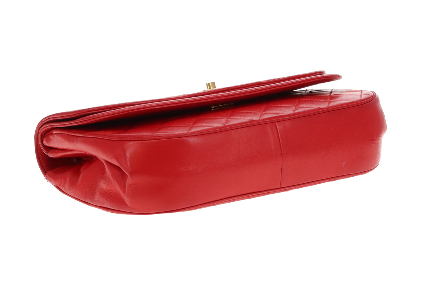 Chanel Double Half Moon Flap Shoulder Bag Red GHW