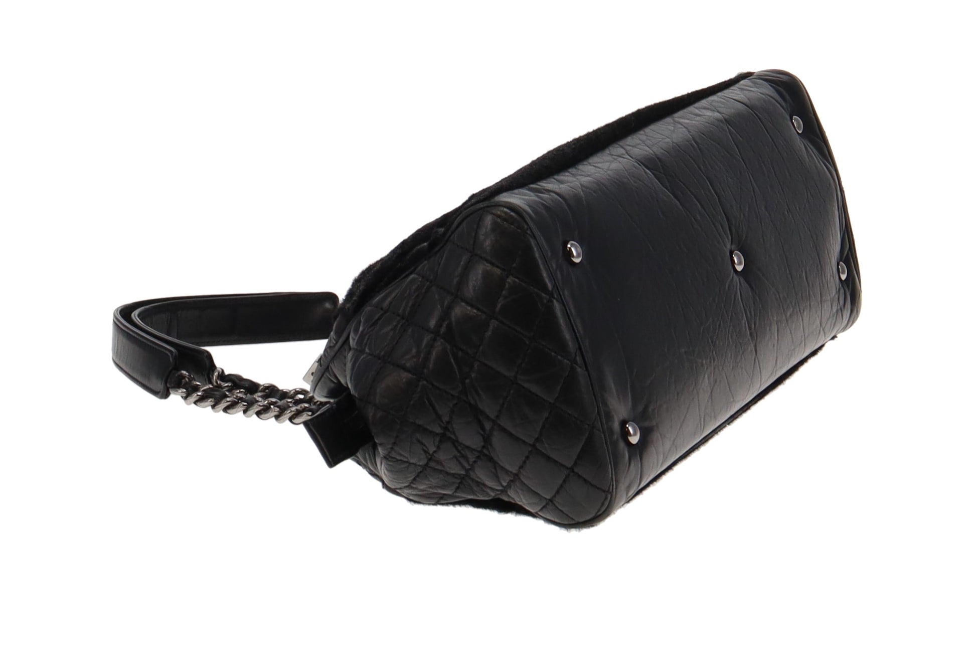 Chanel Classic Flap Supermodel Flat Top Super Rare Quilted Black Patent Leather Crossbody Bag