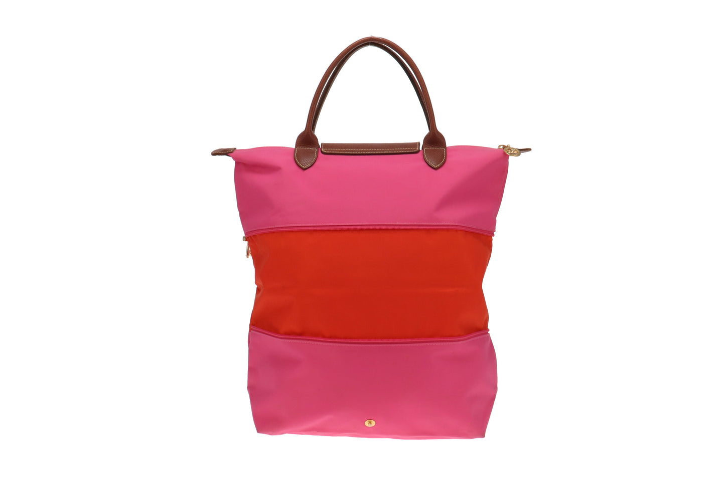 Longchamp Pink and Orange Le Pliage Extending Handheld Bag