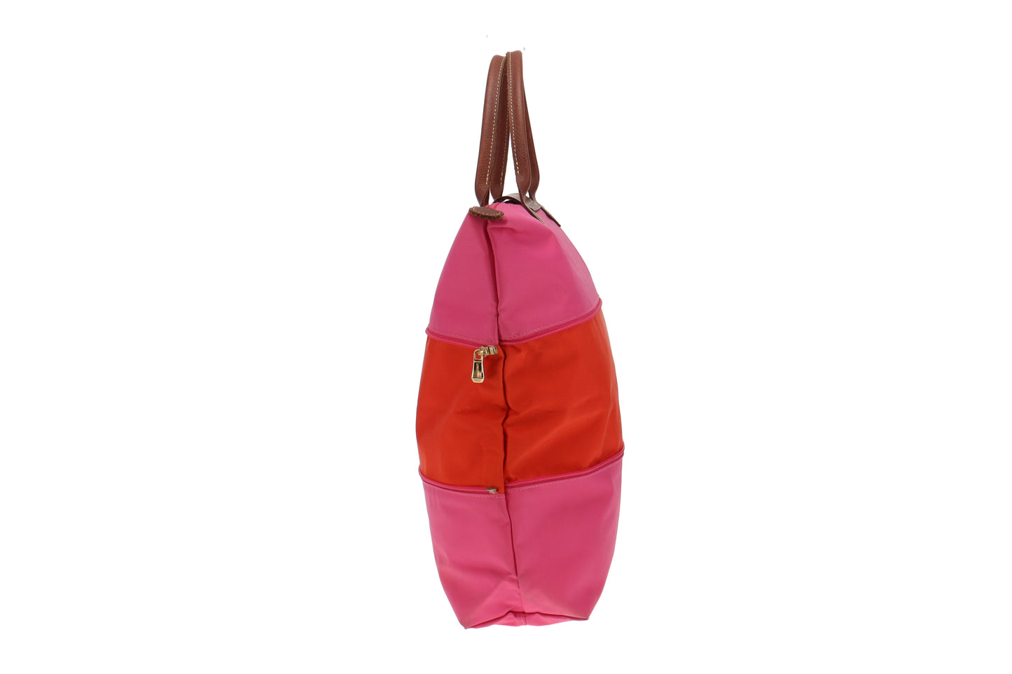 Longchamp Pink and Orange Le Pliage Extending Handheld Bag