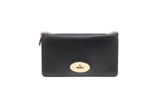 Mulberry Bayswater Clutch Wallet On Chain Black GHW